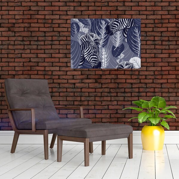 Obraz - Zebry wśród liści (70x50 cm)