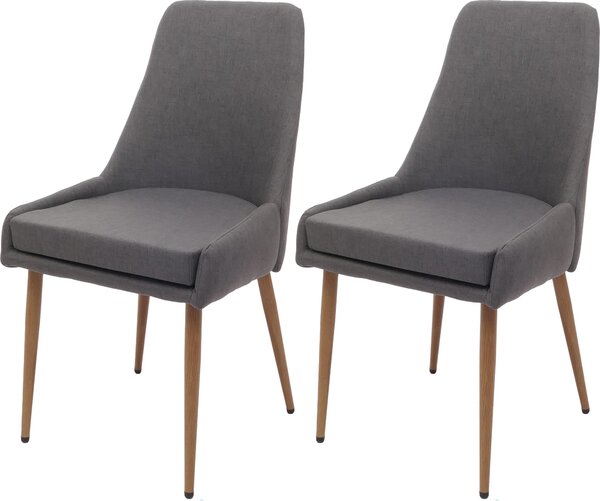 Zestaw 2 krzeseł do jadalni HWC-O27, krzesło kuchenne tapicerowane, tkanina/tkanina (280g/m²) metal ~ ciemnoszary