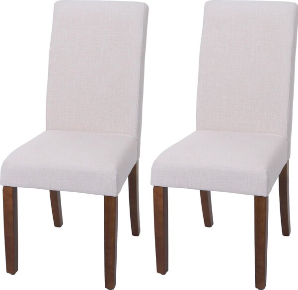 Zestaw 2 krzeseł do jadalni HWC-O65f, krzesło kuchenne, krzesło tapicerowane, tkanina Chesterfield/tekstylia (280 g/m²), białe