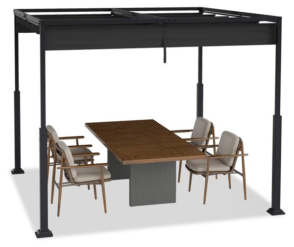 Pergola metalowa 3x3m, czarna, stabilna i wodoszczelna, idealna jako zadaszenie tarasu, pawilon do ogrodu, tarasu lub patio