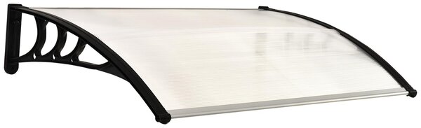 Daszczyk nad drzwi wejściowe, osłona nad drzwi, wymiary 100x75 cm, poliwęglan transparentny, aluminium | odporny na warunki atmosferyczne | odporny na promieniowanie UV | 2 wsporniki