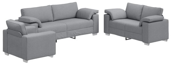 Sofa 3 szt. jasnoszary tkanina lniana