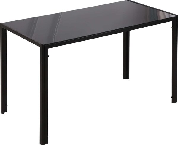 Stół jadalny z szklanym blatem, stół kuchenny z elementami szklanymi i metalowymi, szkło hartowane o grubości 6 mm, kolor czarny | 120 x 60 x 75 cm | maksymalne obciążenie 80 kg | dla 4–6 osób