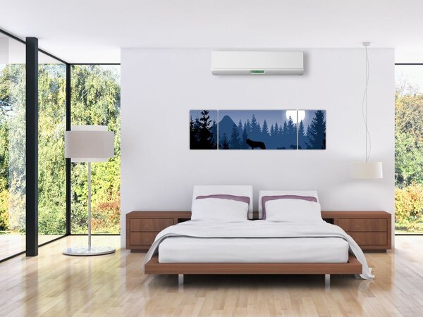 Obraz - Wataha wilków pod księżycem w pełni (170x50 cm)
