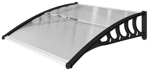 Wodoodporny, przezroczysty daszek do drzwi i okien, wykonany z aluminium i poliwęglanu, wymiary: 103 x 96,5 x 27 cm, kolor: czarny