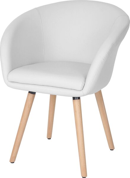 Krzesło do jadalni Malmö T633, krzesło kuchenne, design retro 50s ~ imitacja skóry , białe