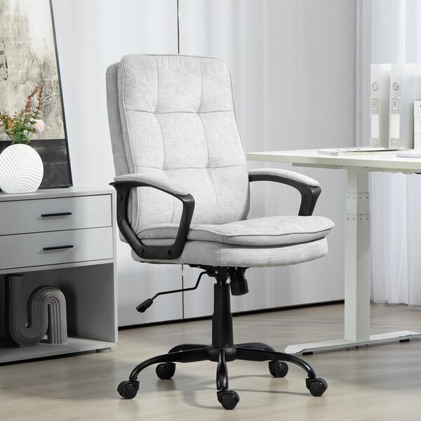 Ergonomiczne krzesło biurowe z funkcją kołysania, krzesło biurkowe z regulacją wysokości, obicie z poliestru, kolor szary | Wysokość siedziska 50–60 cm | Nośność do 120 kg | Siłownik gazowy