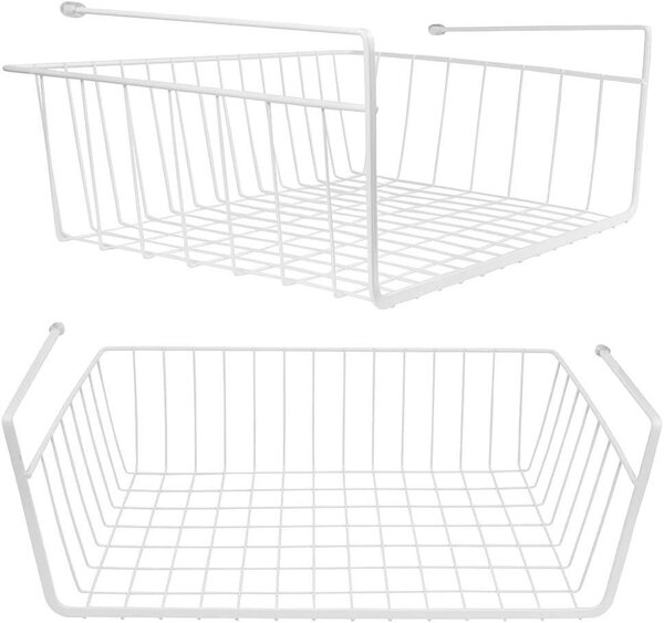 Regał kuchenny Kosz Podregalowy 2 Pack, Biały, Wytrzymały Metal, Łatwa Instalacja, do Kuchni