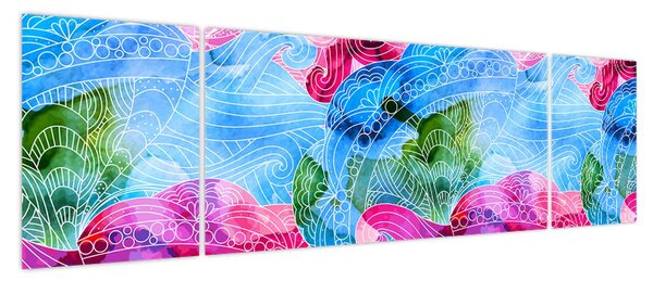 Obraz - Kolorowe fale (170x50 cm)