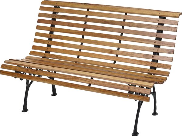 Ławka ogrodowa HWC-F97, ławka parkowa ławka drewniana, 2-osobowa żeliwo drewno 122cm 22kg ~ jasnobrązowy