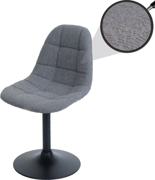 Krzesło do jadalni HWC-A60, krzesło kuchenne obrotowe, stal tkanina/tkanina bouclé (450g/m²) ~ ciemnoszary