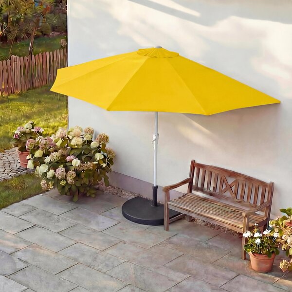 Parla parasol półokrągły, parasol balkonowy, UV 50+ poliester/aluminium 3kg ~ 270cm żółty ze stojakiem