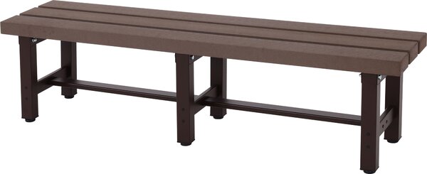 Aluminiowa ławka ogrodowa HWC-K60, ławka parkowa ławka balkonowa, odporna na warunki atmosferyczne WPC 150cm, brązowa