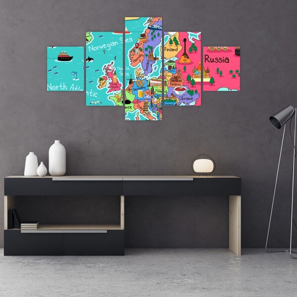 Obraz - Dziecięca mapa Europy (125x70 cm)