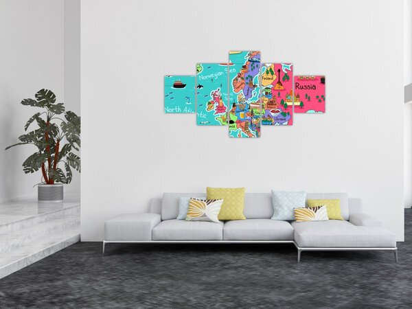 Obraz - Dziecięca mapa Europy (125x70 cm)