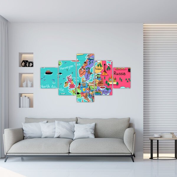 Obraz - Dziecięca mapa Europy (125x70 cm)