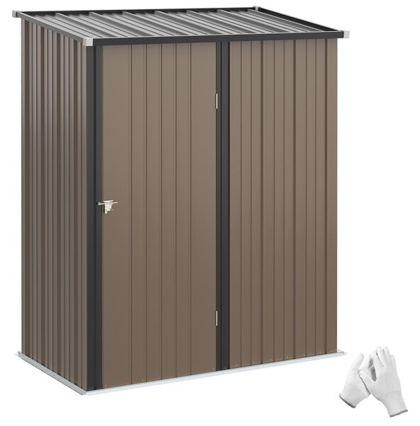 Metalowa szopa ogrodowa z dachem jednospadowym, zamykana, z ocynkowanej stali, w kolorze brązowym | 161,5 x 94,5 x 196 cm | 1,34 m² | Rygiel do drzwi