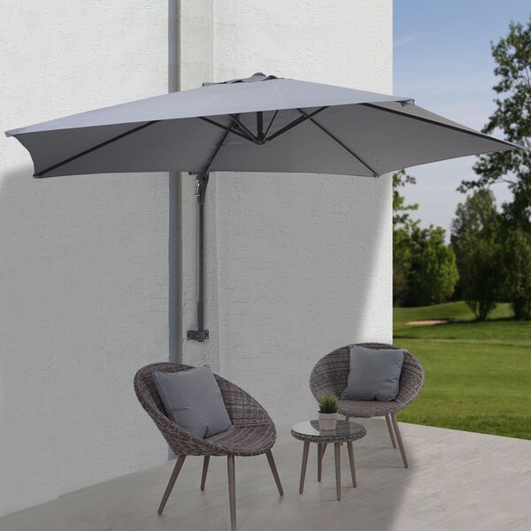 Casoria parasol ścienny, wspornikowy parasol balkonowy, odchylany 3m, poliester aluminium/stal 9kg ~ szary
