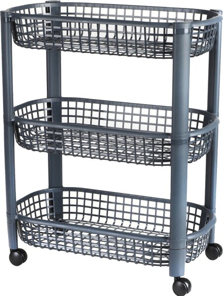 Mobilny wózek do przechowywania, 3 półki, szary, 46,5x26x58,8 cm