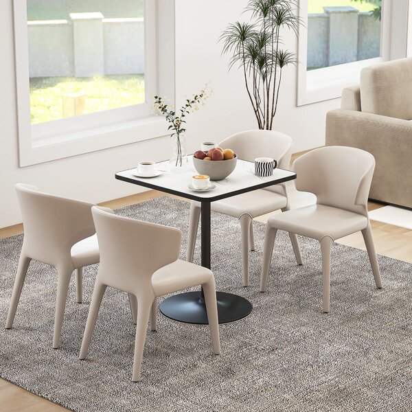 Stół jadalny kwadratowy imitujący marmur, stół kuchenny z płyty MDF i metalowej ramy, biały | 70 x 70 x 76 cm | dla 4 osób