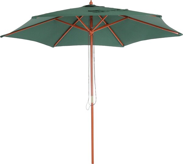 Parasol Florida, parasol ogrodowy, Ø 3m poliester/drewno ~ oliwkowa zieleń