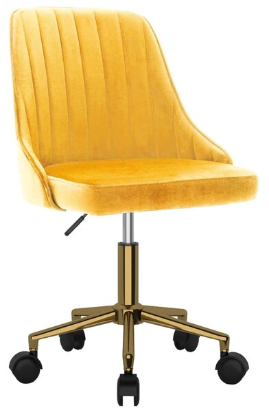 Obrotowe krzesło biurowe, żółte, aksamitne