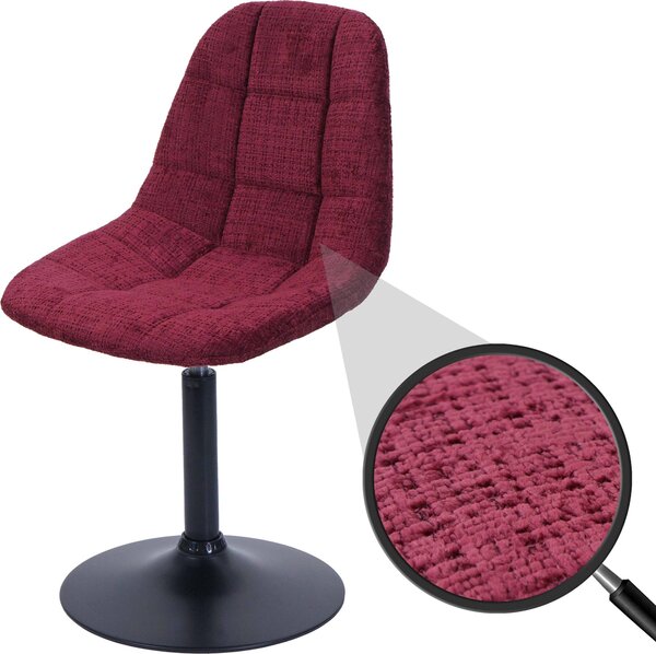 Krzesło do jadalni HWC-A60, krzesło kuchenne obrotowe, stal tkanina/tkanina szenilowa (465g/m²) ~ bordo