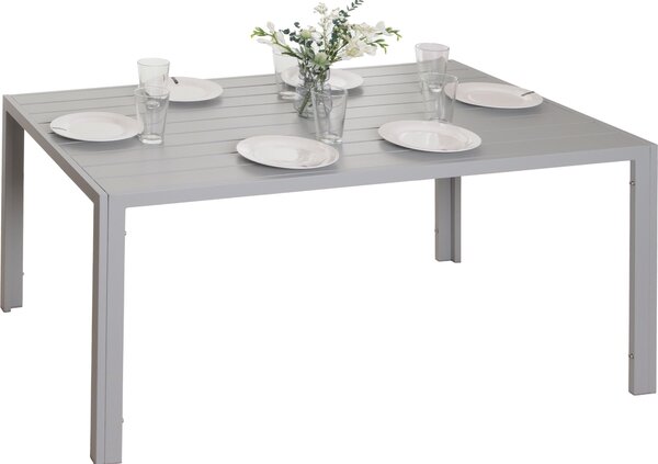 Aluminiowy stół jadalniany HWC-N40, stół ogrodowy bistro, stół balkonowy, odporny na warunki atmosferyczne 140x80cm ~ jasnoszary