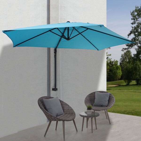 Casoria parasol ścienny, wspornikowy parasol balkonowy parasol parasol, 3m odchylany, poliester aluminium/stal 9kg ~ turkusowy