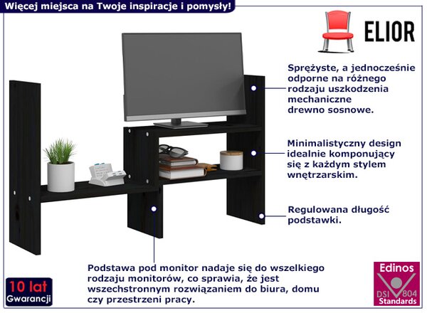 Czarna regulowana nadstawka na biurko M2-Z66