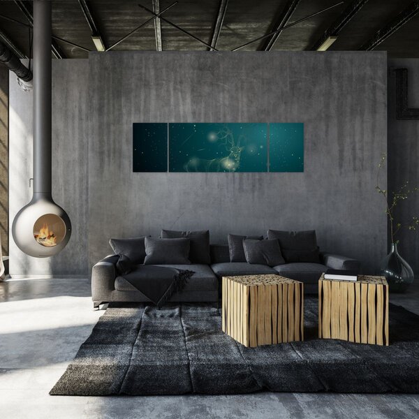 Obraz - Magiczny jeleń w nocy (170x50 cm)
