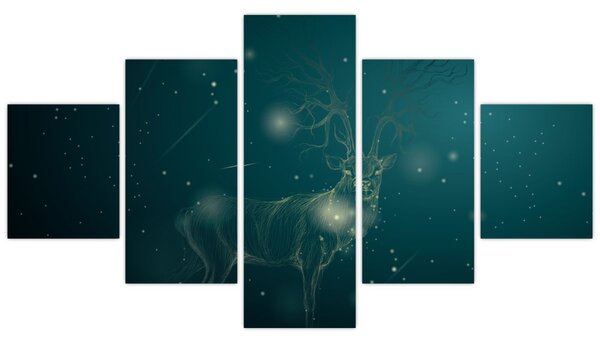Obraz - Magiczny jeleń w nocy (125x70 cm)