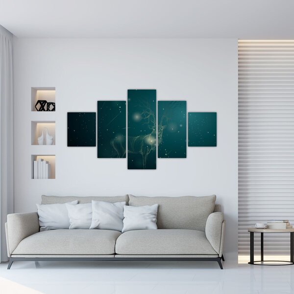 Obraz - Magiczny jeleń w nocy (125x70 cm)