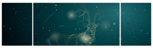 Obraz - Magiczny jeleń w nocy (170x50 cm)