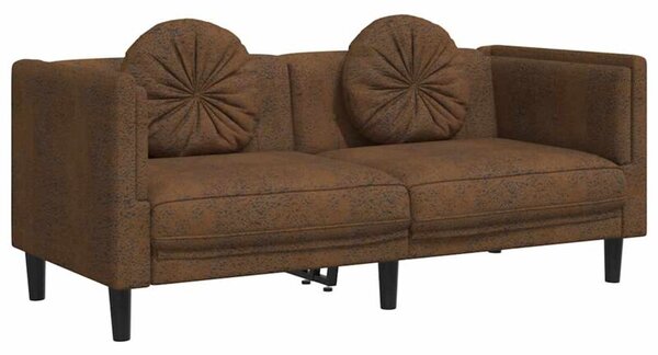 Sofa 2-os., brÄ zowa, sztuczna skÃ³ra zamszowa