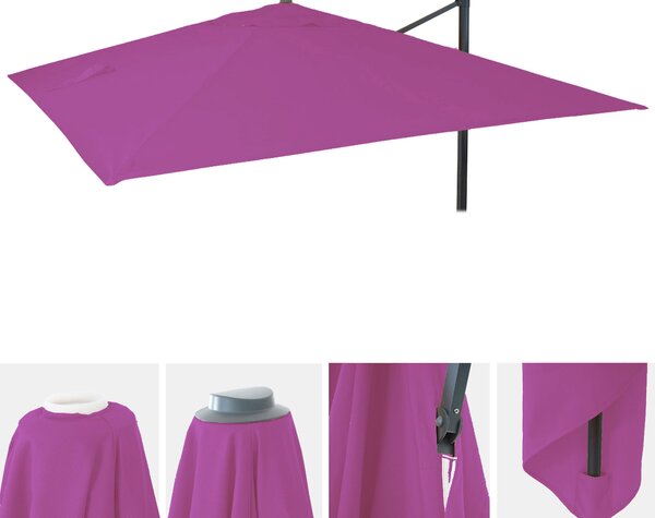 Pokrowiec zamienny dla parasola ogrodowego z wykończeniem HWC-A96, pokrowiec na parasol, wymiary 3x3m (średnica 4,24m), poliester, kolor: fioletowo-liliowy