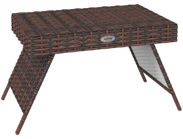 Składany stolik ogrodowy z rattanu PE, stolik pomocniczy/stolik kawowy, polirattan i stal, brązowy | 60 x 41 x 41 cm | 4,2 kg | odporny na warunki atmosferyczne, składany