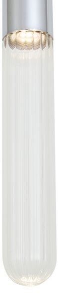 Lampa wisząca Art Deco chromowana z żebrowanym szkłem IP44 - Walcott