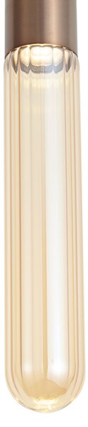 Lampa wisząca Art Deco ciemny brąz z żebrowanym szkłem IP44 - Walcott