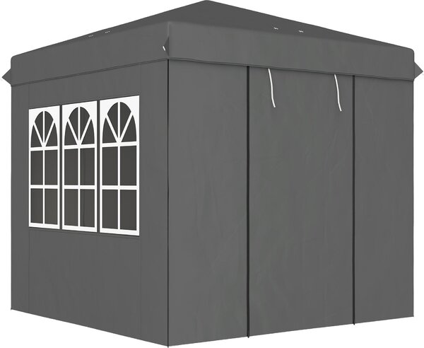 Pawilon składany z ochroną UPF50+, namiot imprezowy Oxford-poliester, metalowa konstrukcja, pawilon typu pop-up z 4 ściankami, kolor: ciemnoszary | 16 kg | 248–268 cm | 2,5 x 2,5 m