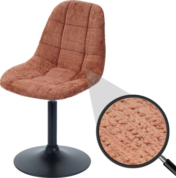 Krzesło do jadalni HWC-A60, krzesło kuchenne obrotowe, stal tkanina/tkanina szenilowa (465g/m²) ~ terakota