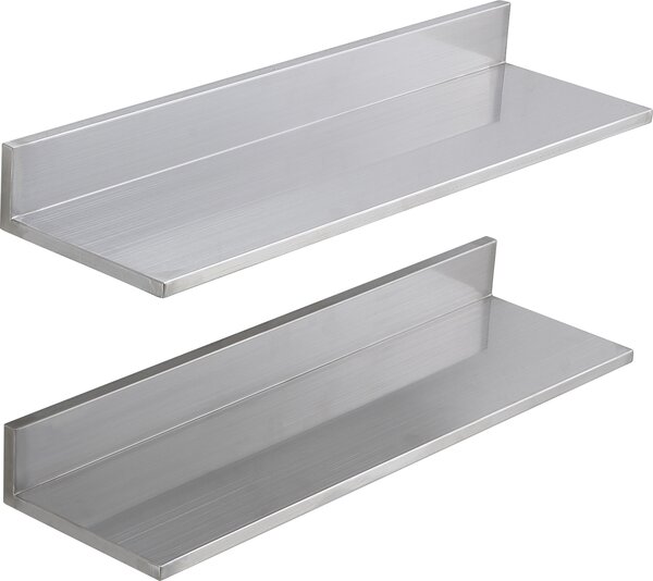 Półka ścienna na przyprawy, 2-częściowa, wisząca półka kuchenna, wymiary 762 x 218 x 85 mm, półka wisząca ze stali nierdzewnej, udźwig do 20 kg