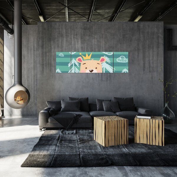 Obraz - Niedźwiadek w lesie (170x50 cm)