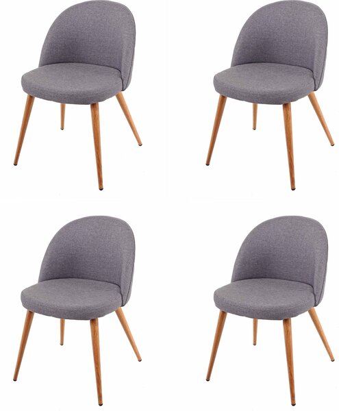 Zestaw 4 krzeseł do jadalni HWC-D53, krzesło kuchenne, design retro 50s, tkanina/tekstylia ~ ciemnoszary