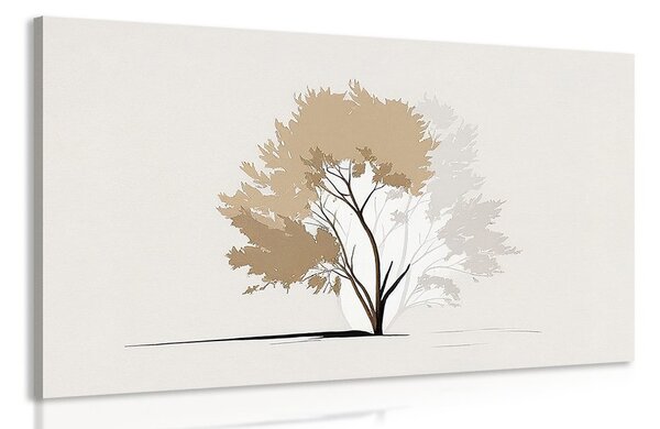 Obraz minimalistyczne drzewo z liśćmi