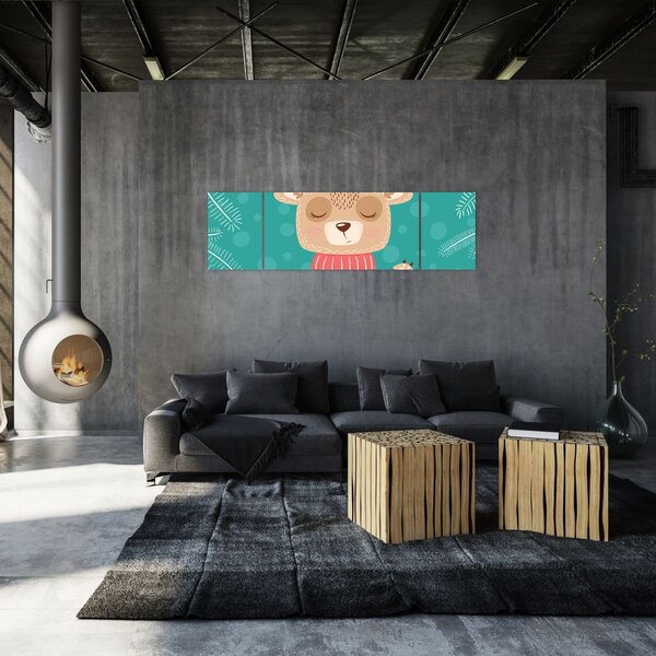 Obraz - Machający niedźwiadek (170x50 cm)