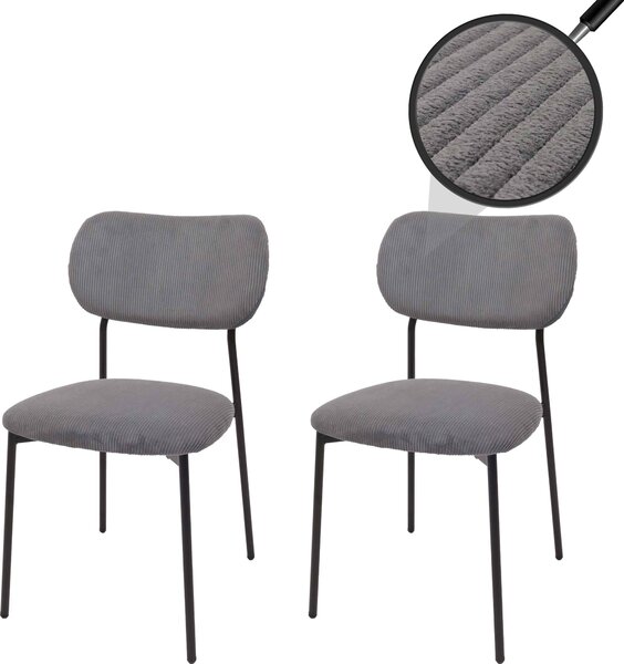 Zestaw 2 krzeseł do jadalni HWC-O26, krzesło kuchenne tapicerowane, sznurek (330g/m²) tkanina/tkanina metal ~ ciemnoszary