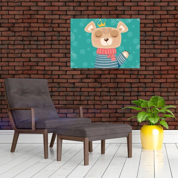 Obraz - Machający niedźwiadek (70x50 cm)