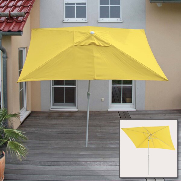 Parasol N23, parasol ogrodowy, prostokątny odchylany 2x3m, poliester/aluminium 4,5kg ochrona UV 50+ ~ żółty