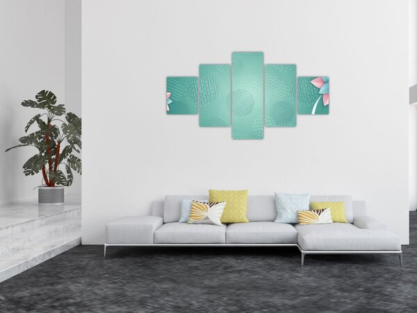 Obraz - Koła z kwiatami (125x70 cm)